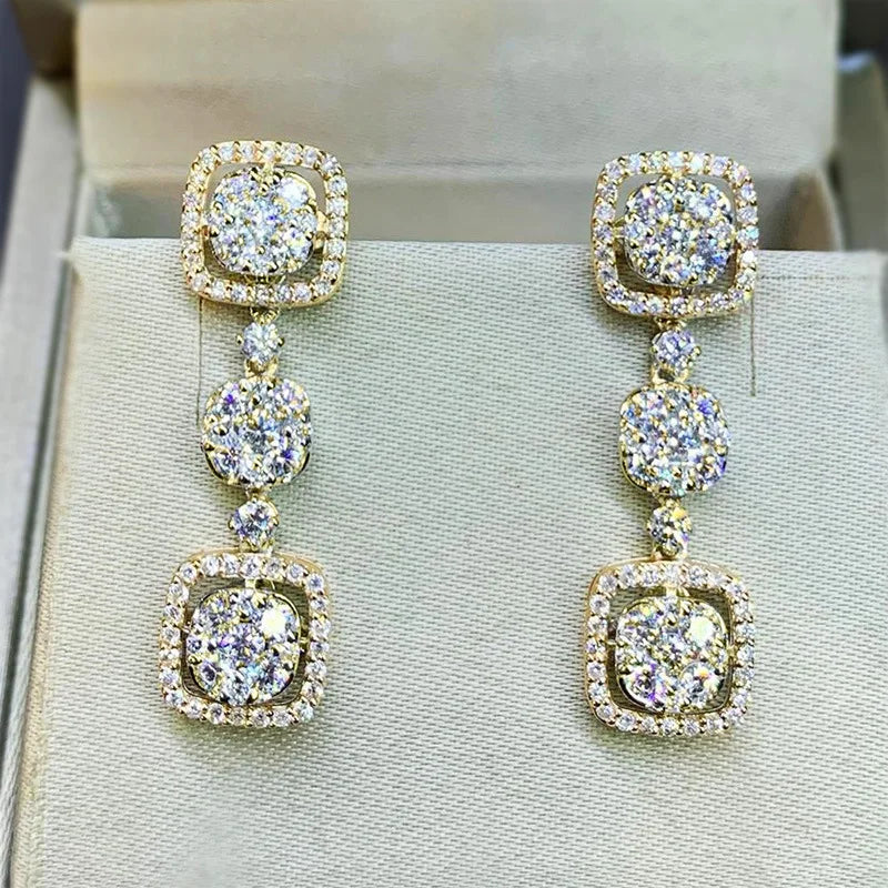 CAOSHI Luxury Cubic Zirconia Wedding Jewelry for Women Trendy Full Crystal Dangle Earrings Zircon Bridal Long Drop Earrings