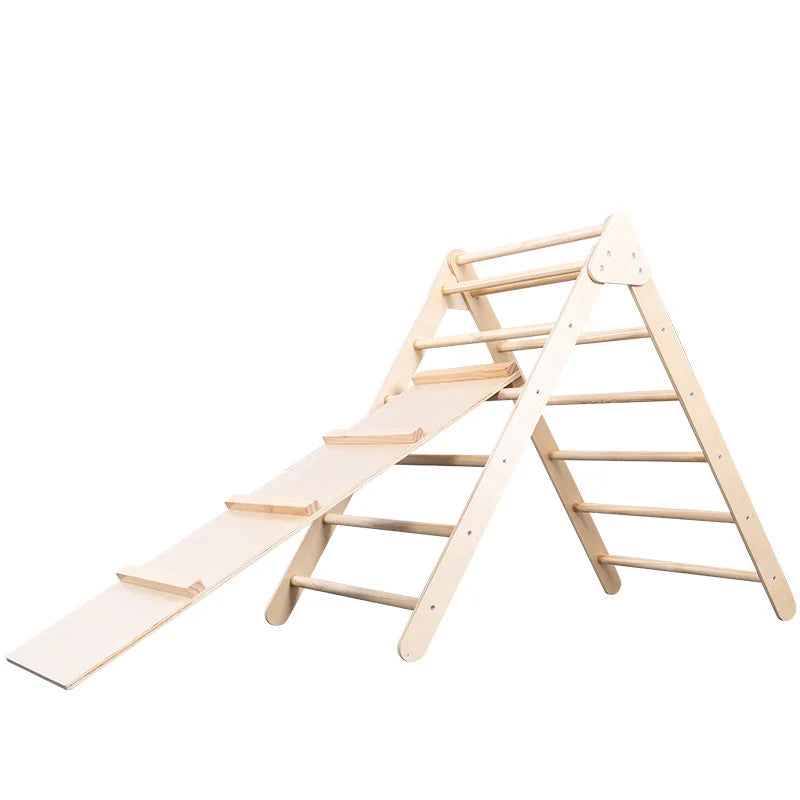 COMMIKI Kids Wooden Climbing Triangle Ramp Indoor Climbing Toys Wooden Gym Playground Climber Ladder Children Sports Toy