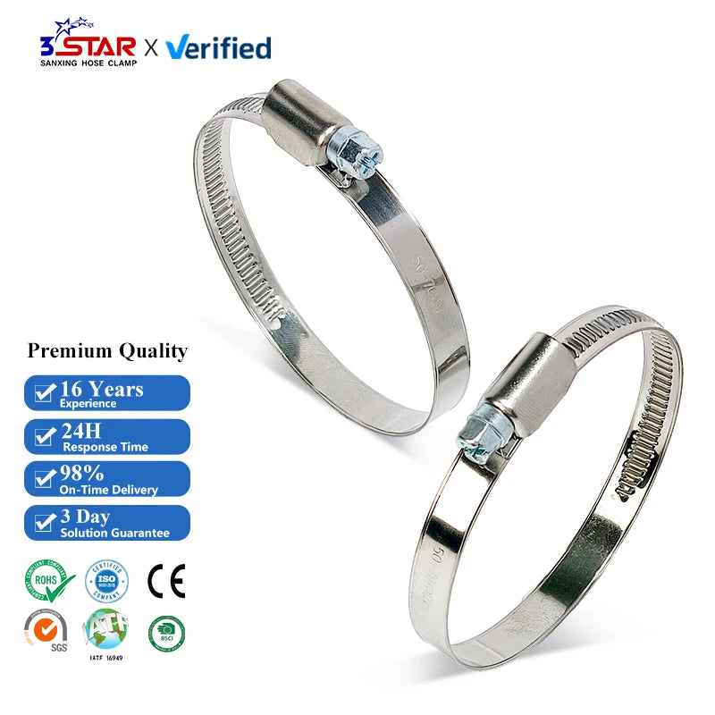 Germany Standard Heavy Strength Automotive Hose Clamp 9mm Stainless Steel Inch for Industrial Connection and Installation