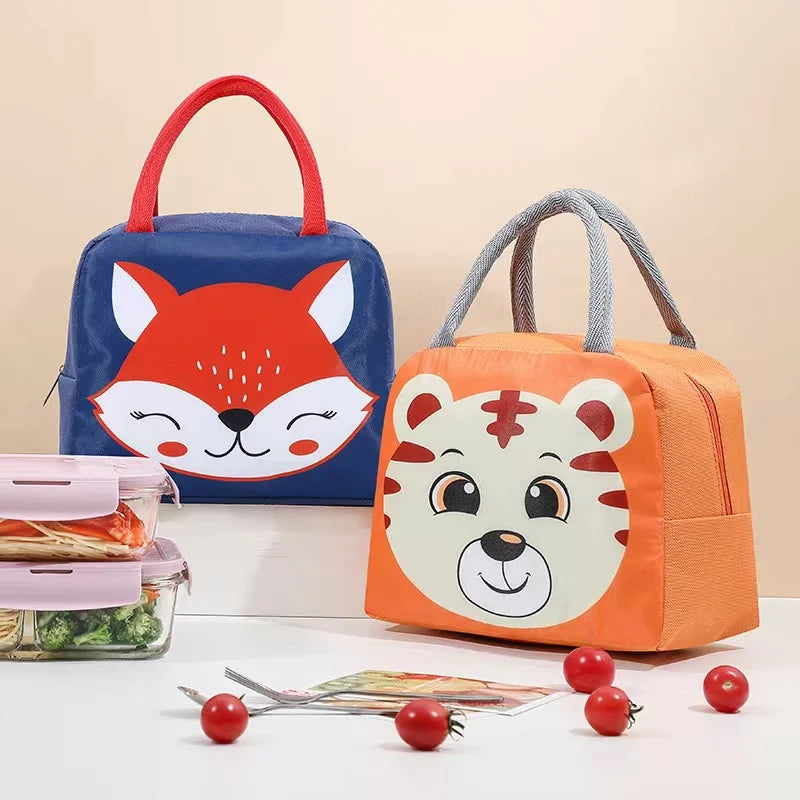 Lovely Animal Cartoon Oxford Material 2 Persons Portable Lunch Bag for Students and Office Workers