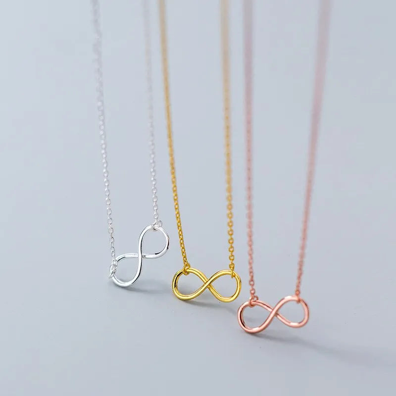 925 Sterling Silver Infinity Pendant Necklace Rose Gold Plated Chain Necklaces Fashion Jewelry for Women