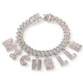 Custom DIY Hip Hop Rapper Jewelry Name 12mm Cuban Link Chain Choker Necklaces and Bracelets with Hanging Letters for Gift