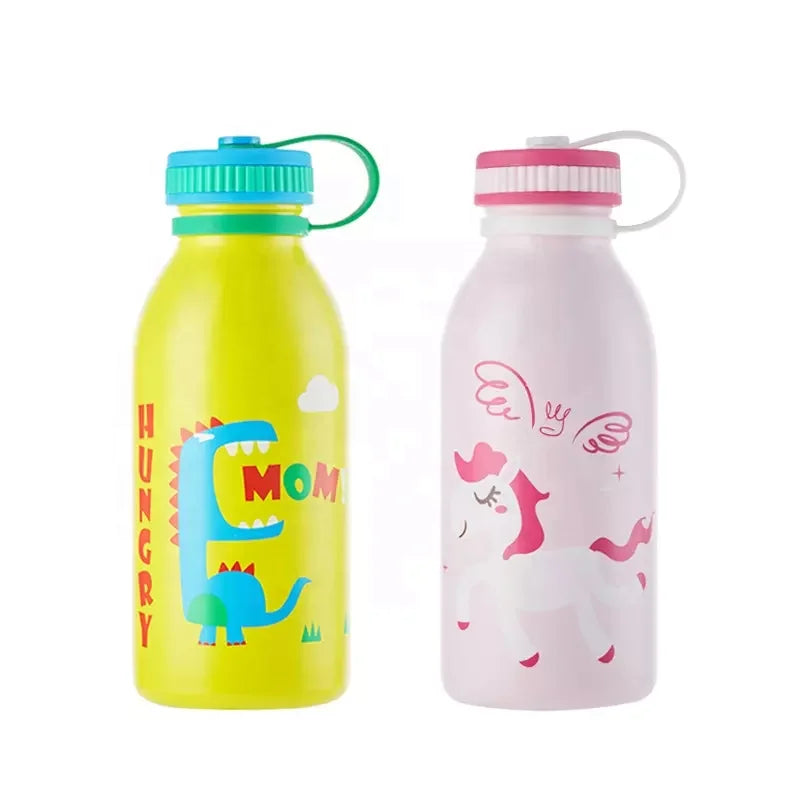 LOW MOQ 12OZ OEM Cartoon Pattern Insulated Stainless Steel Vacuum Flask Water Bottles for Kids Back-to-school