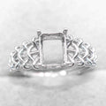 Sterling Silver 6*8mm Semi Mount Ring Square Shape Empty Frame Blank Claws Setting S925 Base Without Center Stone for Inlay DIY