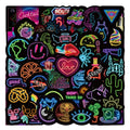 50Pcs Neon Lights Luminous Dark Cool Graffiti Stickers Girl Fashion Toys Gift Home Laptop Luggage Sticker Label