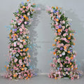 Wedding Flower Aisle Runner Artificial White Flower Runner Silk Rose Flower Horn Arch Runner Wedding Table for Event Decoration