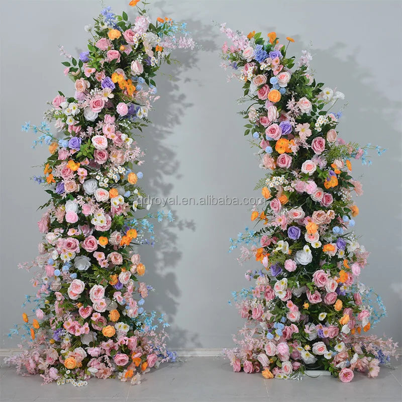 Wedding Flower Aisle Runner Artificial White Flower Runner Silk Rose Flower Horn Arch Runner Wedding Table for Event Decoration