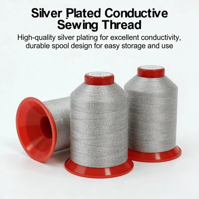 Silver Plated Conductive Embroidery Thread Anti Static Sewing Thread Conductive Yarn for Touch Screen Compatible Fabric