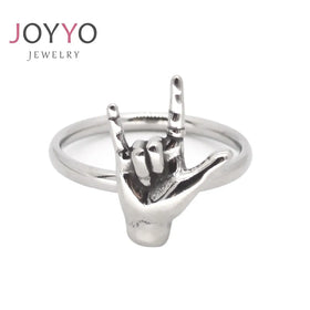 Wholesale Stainless Steel Jewelry Rock N Roll I Love You Hand Ring Simple Ring