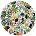2022NEW 50Pcs Cartoon Cat and Plant Stickers Can Decorate the Luggage Compartment and Notebook Waterproof Non Repeating Stickers