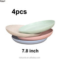 Factory Customize Colors Set of 4 Pcs Reusable Restaurant Plates Dinnerware 7.87 Inches Round Unbreakable Wheat Straw Plates