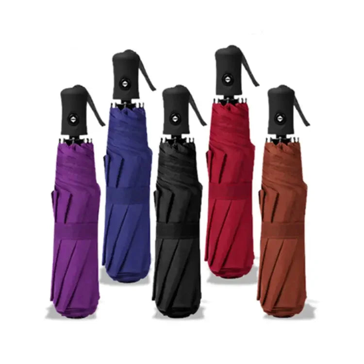 Cheap Outdoor Sunny Rainy Use Simple Automatic Solid Color Three-Fold Windproof Waterproof 190T Pongee All-in-One 96cm Umbrella