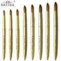 Private Label Best Quality Round Flat Crimp Pinch Type Kolinsky Acrylic Nail Brushes Size 2 to Size 24
