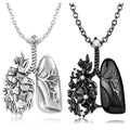 Flower and Lungs Necklace Pendant with Clear Zircon Original 925 Sterling Silver for Women Necklace Jewelry Dropshipping