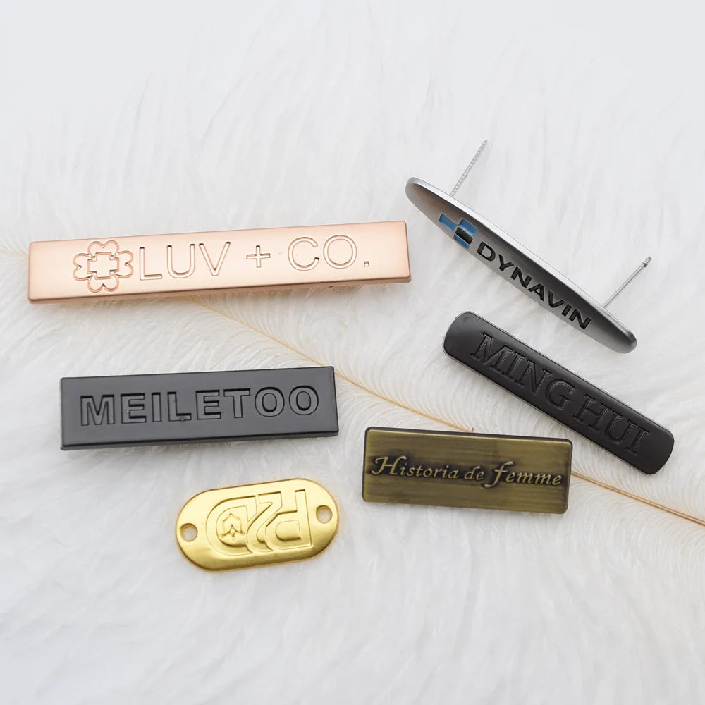 Custom Anodized Metal Logo Label Leather Handbag Logo Metal Label Steel Logo Embossed Sticker