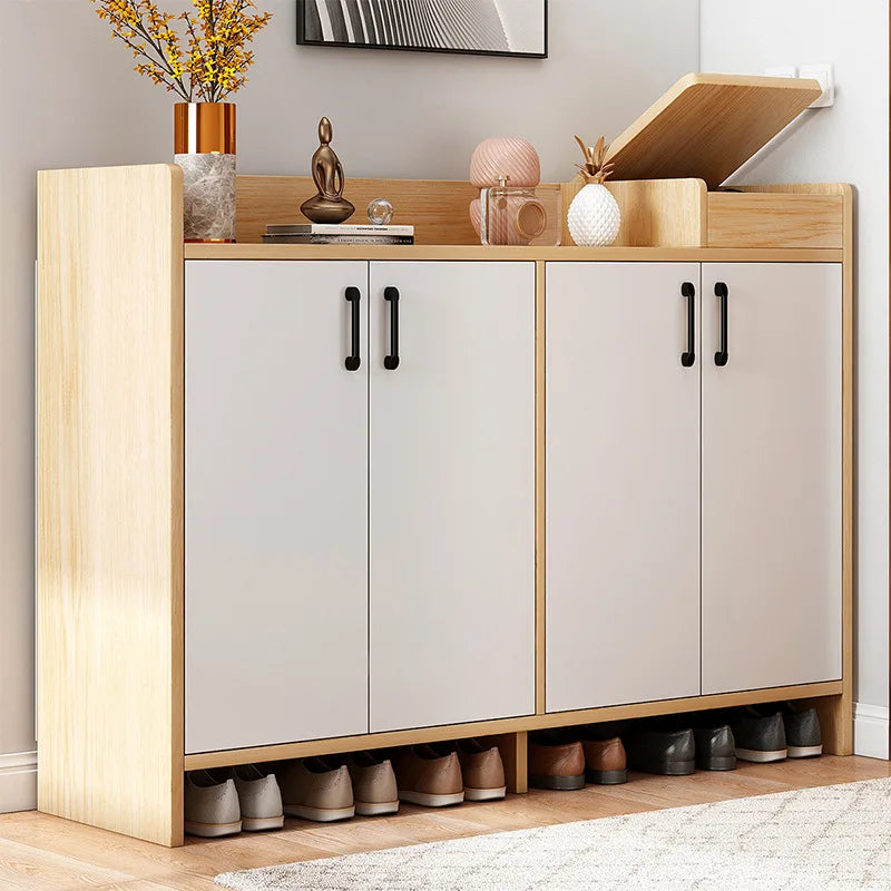 Modern Convertible Solid Wood Shoe Rack Storage Cabinet for Home & Living Room Furniture for Apartment Use