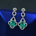 Wholesale Excellent Oval Cut 9*11mm Lab Gemstone Green Paraiba Earring Women Exquisite Drop Earrings Sterling Silver 925