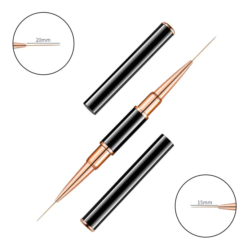 Custom logo Double Side Metal Handle Long Liner Brush Gel Nail Art Brush