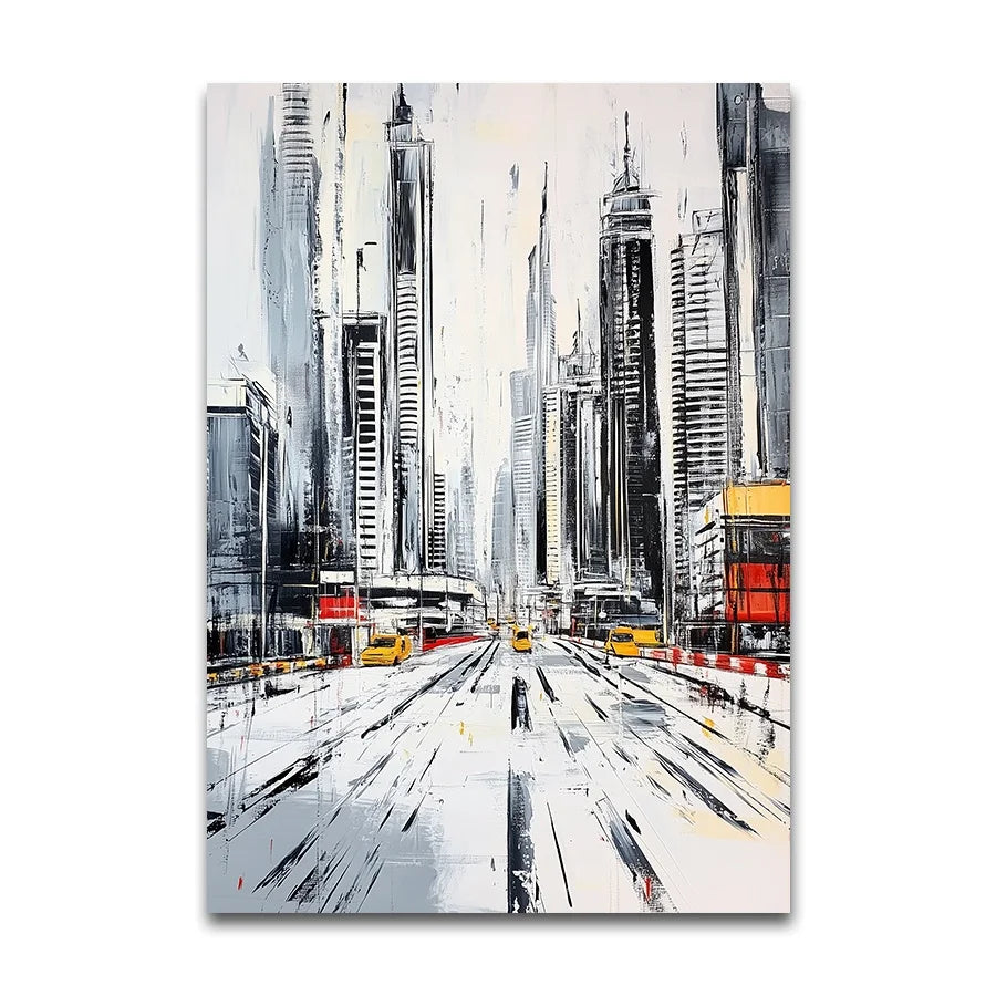 Wholesale Artwork Abstract Dubai Modern Architecture Custom Oil Painting Canvas Hand-painted Lines Texture Wall Art for Hotel