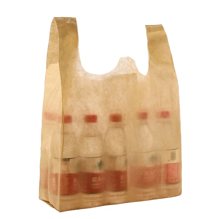 Biodegradable Reusable Non-Woven Tote Shop Bags with Letter Pattern Online Retail Shopping Bag