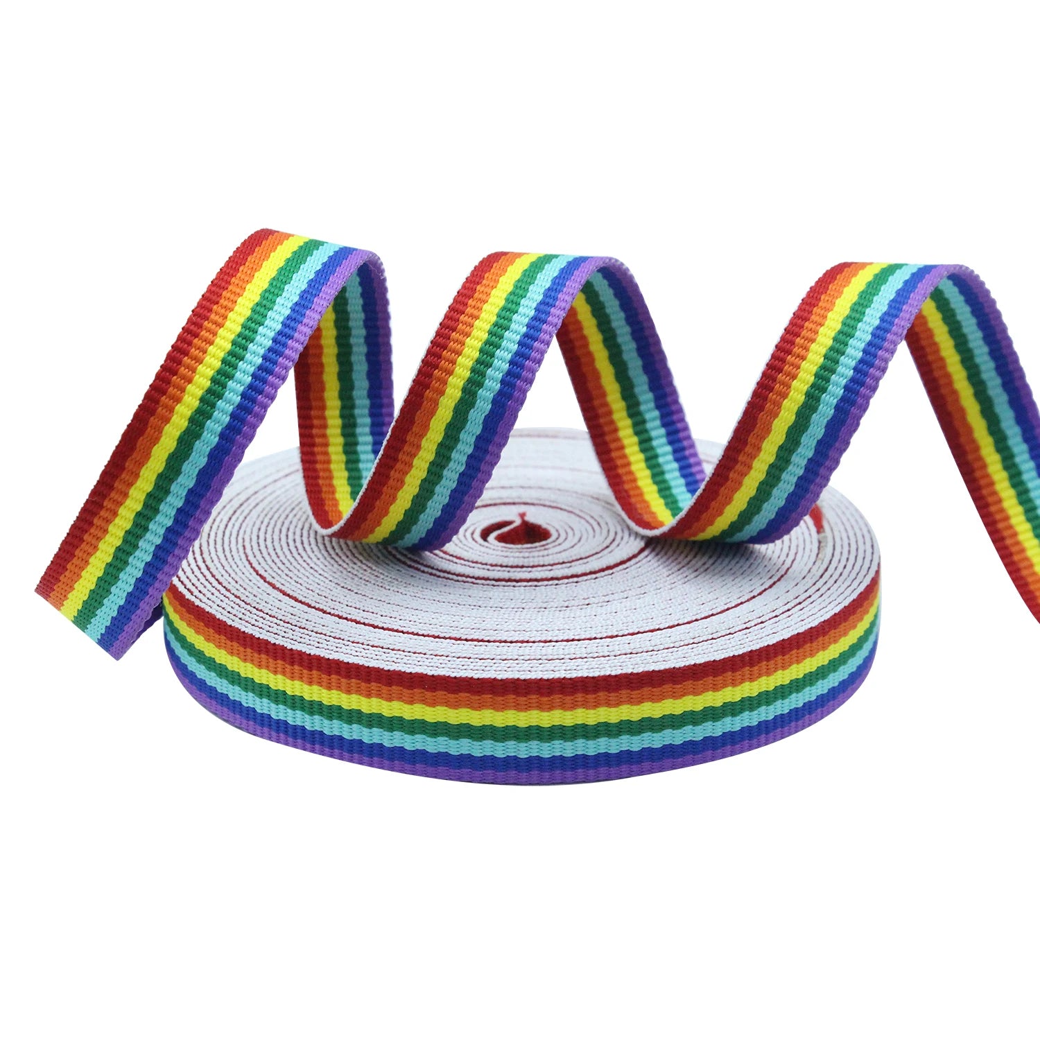 Intercolor Polyester rainbow Webbing Irised Bag Belt Intercolor Polyester Webbing Bag Irisated Webbing for Clothing and Bag