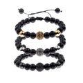 Hot Sale Micro-Infused Zircon Ball Bracelet Black Agate Frosted Stone Fashionable Couple's Bracelet