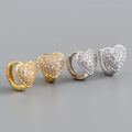 Luxury 18K Gold Plated Iced Out CZ 925 Sterling Silver Heart Hoop Earrings for Wedding