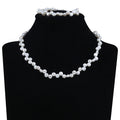 Zhuji Sample Design 6-7mm Button Shape Real Natural Freshwater Pearl Necklace Set Jewelry