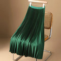 Solid Color Elegant Ladies High Waist Midi Skirts Cheap Price Plus Size Smooth Pleated Skirt