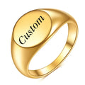 Punk Finger Jewelry Gold Plated Stainless Steel Signet Letter  Customize Initial Stamp Ring