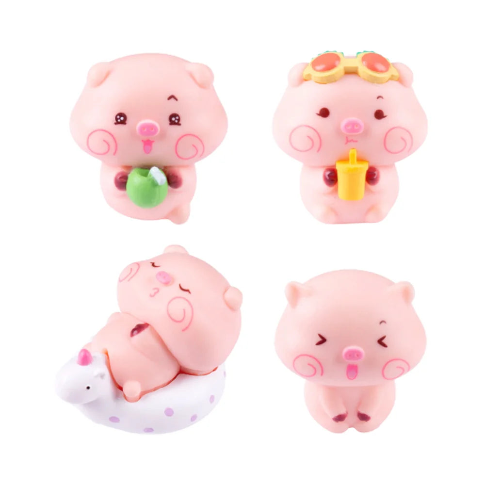 Cartoon-Looking Pig Doll Accessories 3D Hard Solid PVC Plastic Farm Animal Miniatures Pig Figurine Kid Toy Love Durable Display