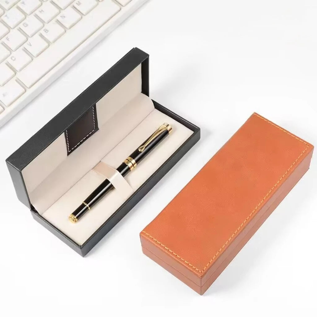 Luxurious Black PU Pen Box with Velvet Lining Business Pen Packaging Gift Box with Ribbon High Quality Brown Pen Boxes
