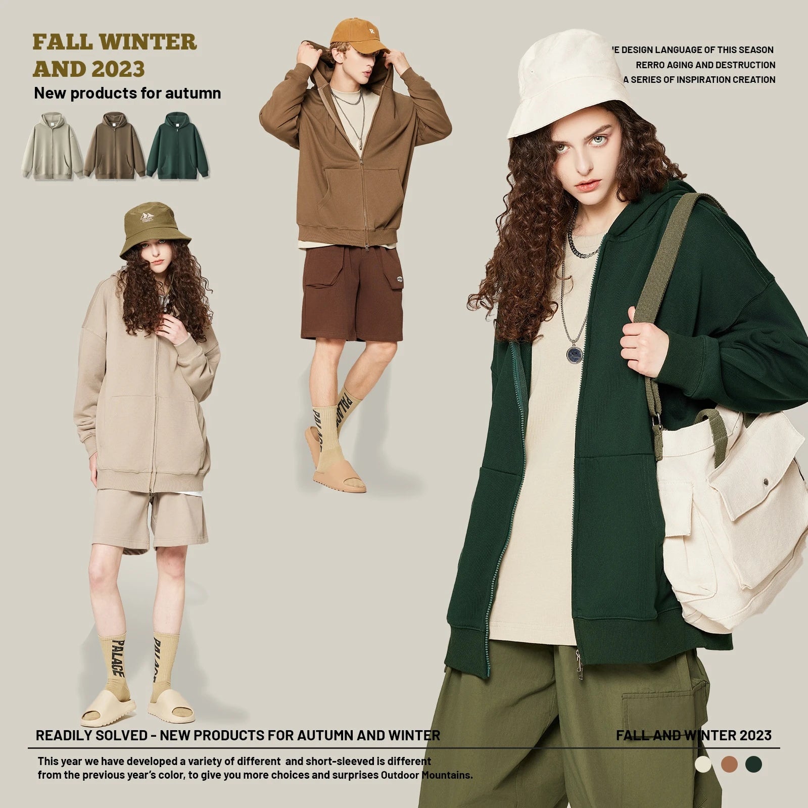 Autumn/Winter 2023 New 500g Heavy Terry-back Men's Hoodie INS Fashion Brand Loose Solid Color Hoodie