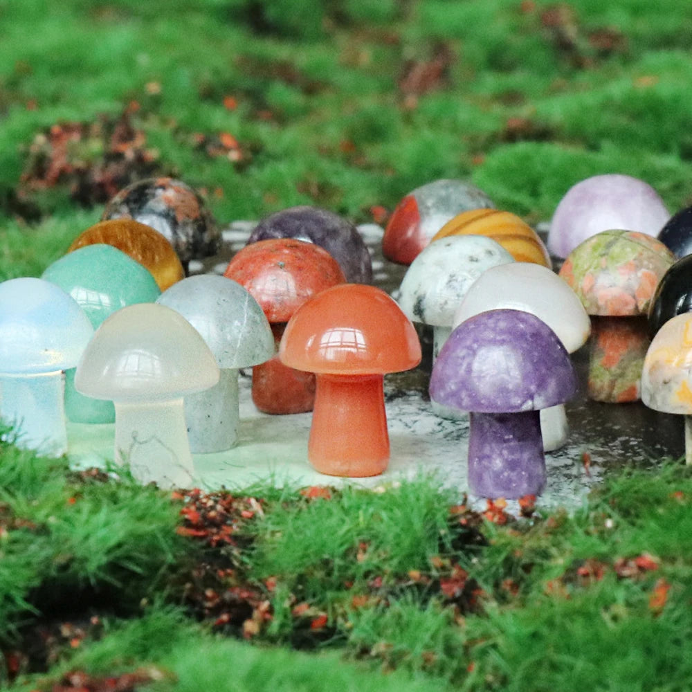 Popular Ornament Natural Stones Mini Mushroom Crystal Healing Carved Amethyst Quartz for Jewelry Making Crafts Home Decoration