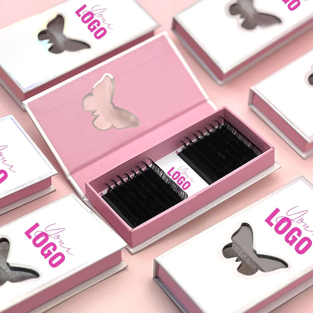 Mink Lash Extensions Easy Fans Individual Lash Tray Wholesale Price Custom logo