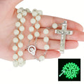 8MM Luminous Christian Catholic Rosary Jewelry Luminous Rosary Cross Necklace Glow in Dark Necklace