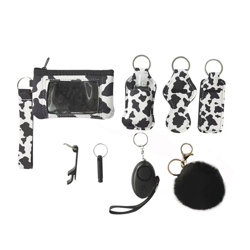 Women Self Defense Security Accessories Wristlet Keychain Neoprene Card Pouch Keychain Sets Safety Keychains for Women