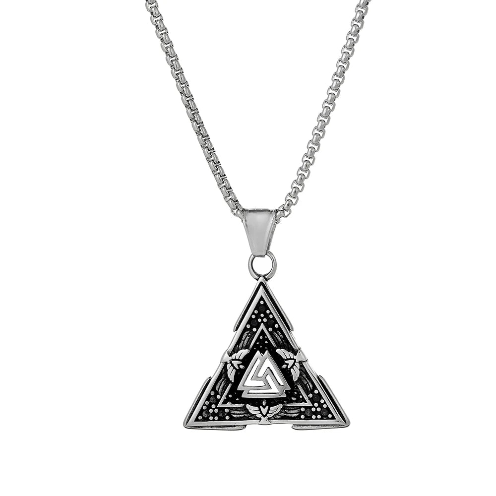 Nordic Viking Mjolnir Men's Silver Pendant Fashion Stainless Steel Norse Necklace Jewelry for Men