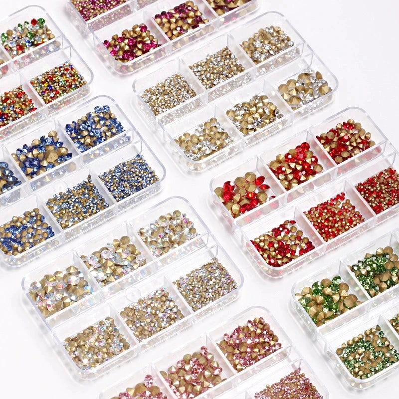 Mix Sizes Nail Rhinestones Pointed Bottom Flash High Quality Crystal Stone 3D Fingernail DIY Decoration Accessories