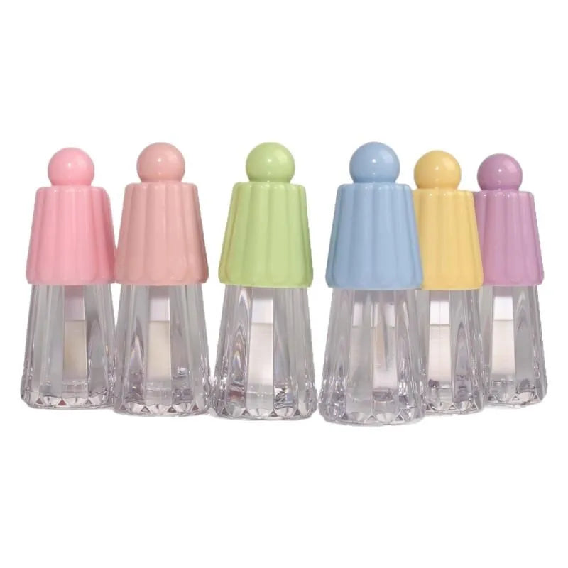 4ML Lip Gloss Tubes Empty Cosmetic Lip Glaze Bottle Pink Purple Cute Pudding Shape Big Brush Wand Lipgloss Packaging Containers
