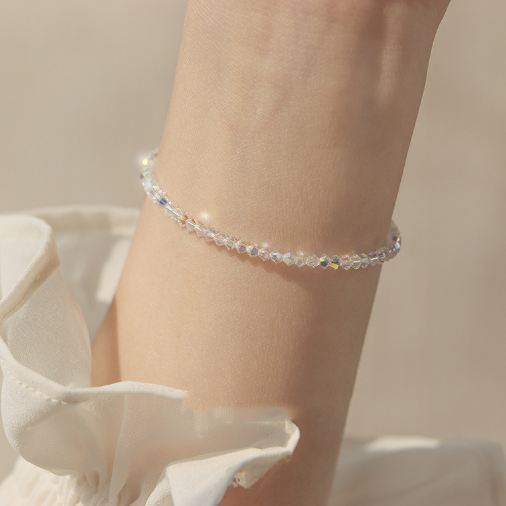 Wholesale Supplier Simple Shiny Handmade Girls Women Jewelry Healing Clear Crystal Stone Bracelet