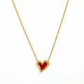 JOOLIM Ready to Ship High End Stainless Steel Shinny Dainty Red Heart Acrylic Pendant Necklace 18K Gold Plated Jewelry Wholesale