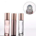 In Stock  5ml 10ml Round Rose Gold  clear Transparent Frosted  pink Glass Roller Roll on Bottle