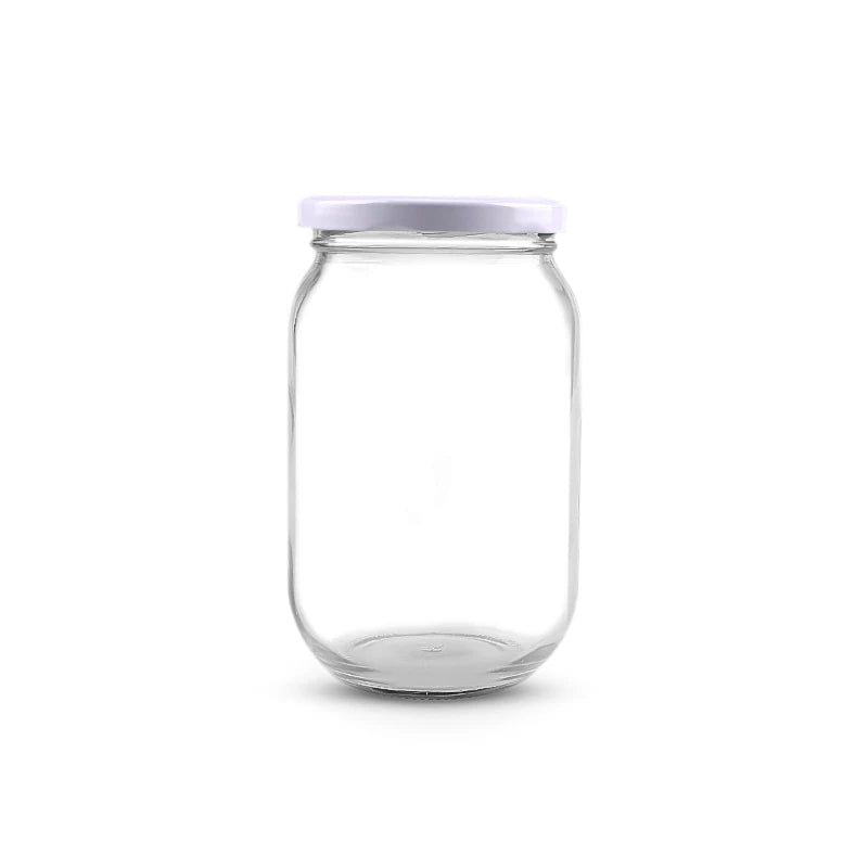 Wholesale 770ml 720ml Clear Food Packaging Round Glass Honey Pickles Jam Jars with Sealed Metal Lids