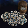 Fashion Women Crystal Rhinestone Beaded Petal Barrette Large Hair Clip Claw Hairpin Elegant Jewelry Gift