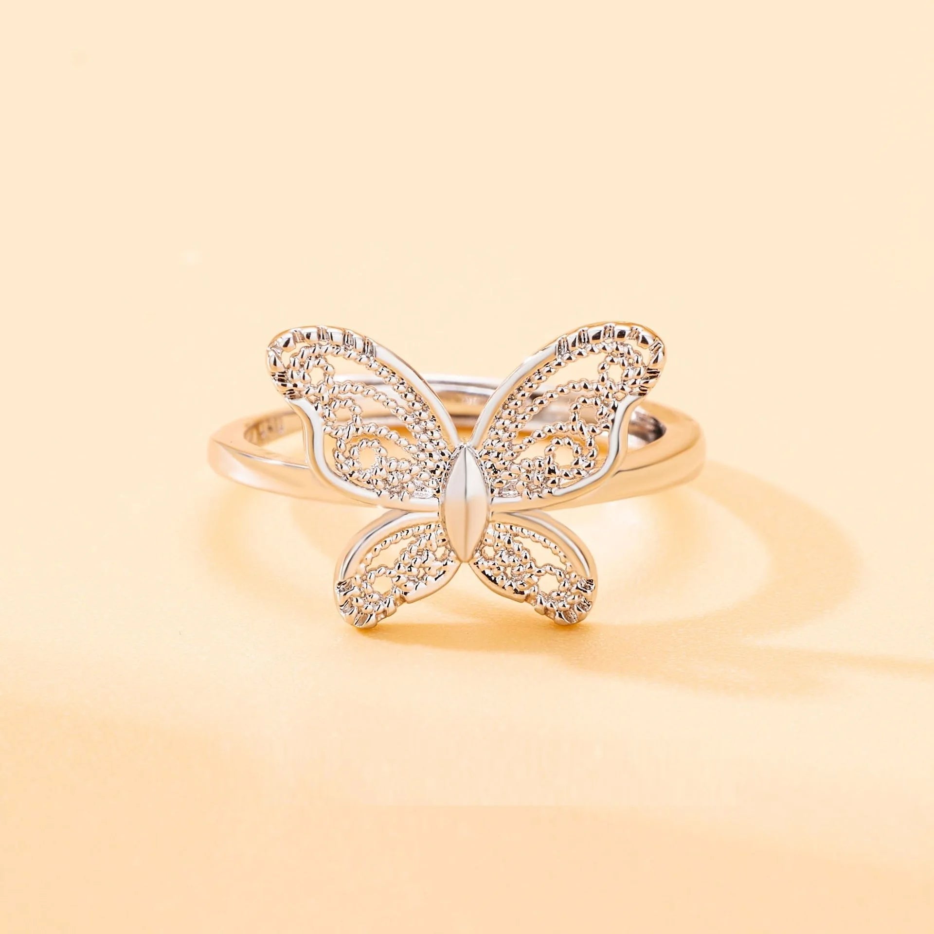 Exaggerated Hollow Butterfly Wedding Ring For Women Y2K Luxury Silver Plated Wedding Ring Engagement Finger Ring