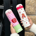 Unisex 304 Stainless Steel Insulated Tumbler with Push-Button Lid and Straw Portable 500ml Car Cup Printed Design