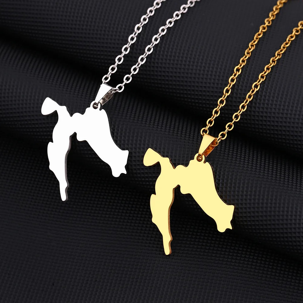 Manufacturer Croatia Map Chain Necklaces Stainless Steel Silver 18K Gold Plated Croatia National Flag Map Pendant Necklace