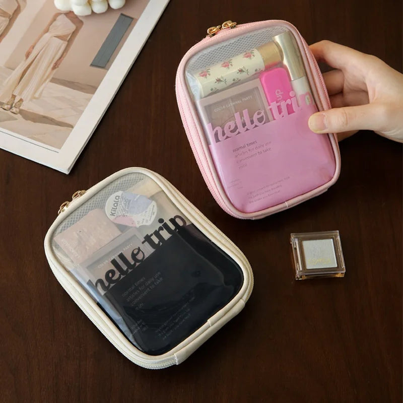 New Fashion Wholesale Custom Logo PVC Transparent Cosmetic Bag Portable Storage Bag Travel Skin Care Makeup Toiletries Bag
