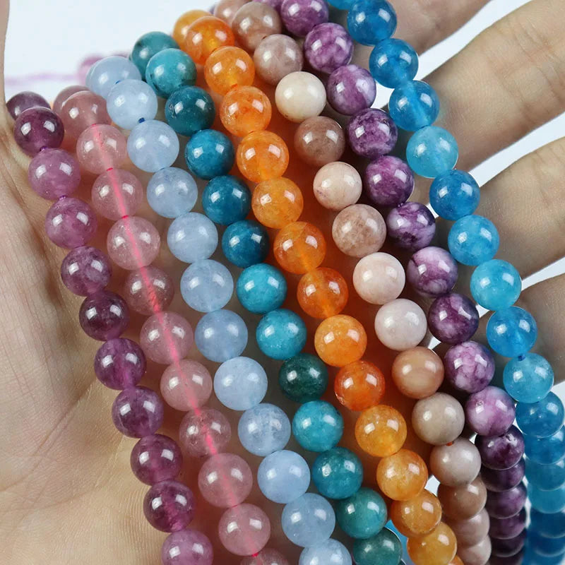 Cheap Natural Colors Jade Aquamarine Sunstone Quartz Stone Loose Beads Strands for DIY Jewelry Making 6mm 8mm 10mm